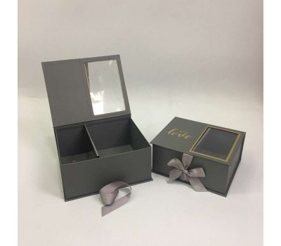 КОРОБКИ НАБОР 2 В 1 WITH LOVE С ОКОШКОМ СЕРЫЙ 26*22,5*12 1/24 АРТ0798
