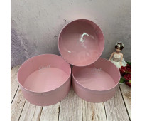 Коробка круг с прозрачным верхом набор 3 шт Розовый. 26*26*11 7181/1