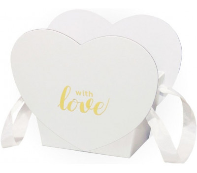 Коробка ваза сердце "With love" Белый. 12*20*16. 1484/1