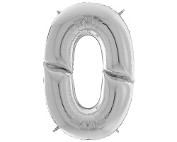 ДБ Шар (34''/86 см) Цифра, 0, Серебро, 1 шт. в упак.