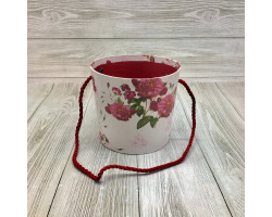КОРОБКА "ВАЗА ДЛЯ ЦВЕТОВ" 14,5*12,5 С РУЧКОЙ "ЦВЕТЫ" НА БЕЛОМ ФОНЕ 1/120 720745/17