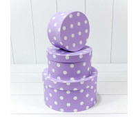Коробки Круглые Набор 1/3 21*11,5 "Горох" Сиреневый 1/12