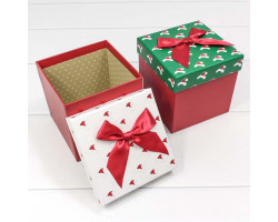 Коробка Куб 11,5*11,5*11,5 "Новогодние шапочки" (ассортимент) 1/4 1/120
