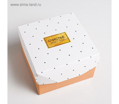 Коробка из картона «Счастье рядом», 12 х 8 х 12 см 3686673