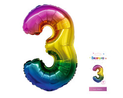Веселуха 16/41 Цифра "3" радуга в упаковке / Three / 1 шт / 317-16-3-RB-QX