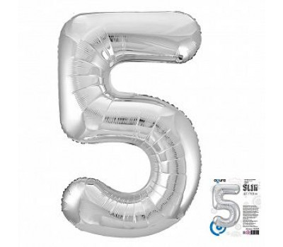 Аgura 40/102 Цифра "5" Серебро Slim в упаковке / 1 шт / 754559