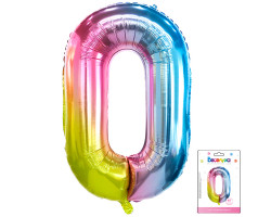 Веселуха 40 Цифра 0 Радуга нежный градиент в упаковке / Zero soft gradient / 1 шт /