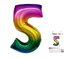 Веселуха 34 Цифра "5" радуга в упаковке / Five / 1 шт /