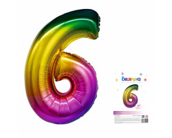 Веселуха 34 Цифра "6" радуга в упаковке / Six / 1 шт /