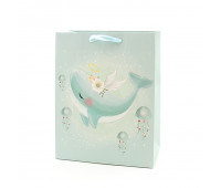 Пакет подарочный "Волшебный кит " с глиттером / 18*23*10 см
