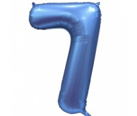 Шар (34''/86 см) Цифра, 7, Синий, Сатин, 1 шт. в упак.