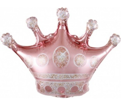 Шар с клапаном (15''/38 см) Мини-фигура, Корона, Розовое Золото, 1 шт.