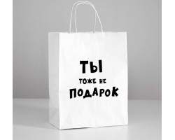 Пакет подарочный с приколами «Ты тоже не подарок », 24 х 14 х 30 см 4773954