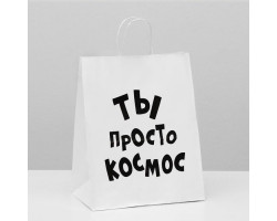 Пакет подарочный с приколами, крафт «Ты просто космос», белый, 24 х 14 х 30 см 6851751