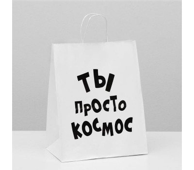 Пакет подарочный с приколами, крафт «Ты просто космос», белый, 24 х 14 х 30 см 6851751