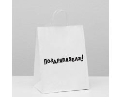 Пакет подарочный с приколами, крафт «Поздравлямба!», белый, 24 х 14 х 30 см 6851763