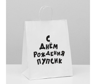 Пакет подарочный с приколами, крафт «Пупсик», белый, 24 х 14 х 30 см, набор 10 шт. 7087885