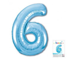 Веселуха 40 Цифра "6" Нежный голубой в упаковке / Six / 1 шт /