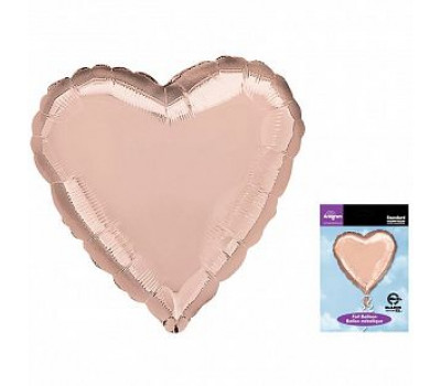 Аnagram 18 Сердце Роза Голд в упаковке / Rose Gold Decorator Heart S15 / 1 шт, Фольгированный шар