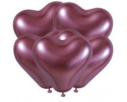 Gemar Сердца 12"/30 см Хром Розовый / Shiny Pink 91 / 25 шт. /, Латексный шар