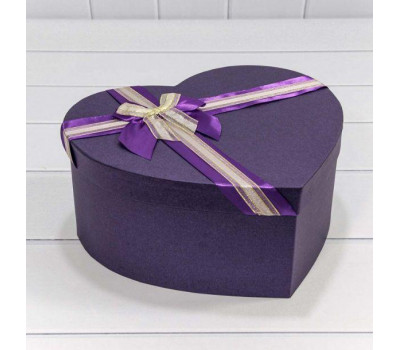 Коробки "Сердце" Набор 1/3 31*27*13,3 с двойным бантом Фиолетовый 1/20